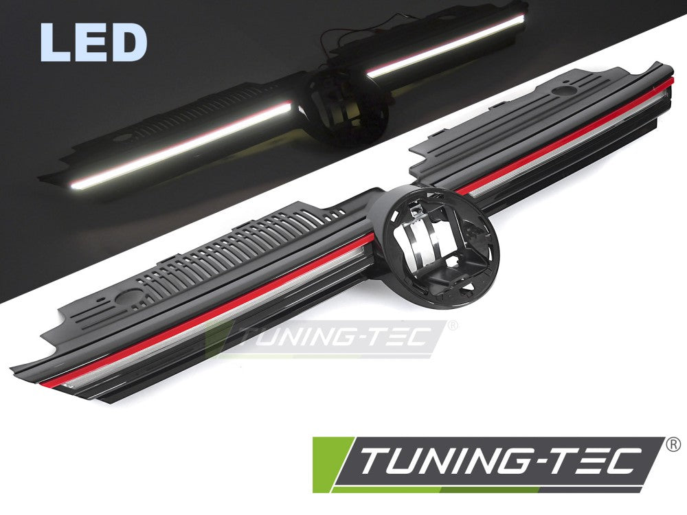 Calandre sport à LED noir brillant avec liseré rouge compatible VW Golf VIII 19-24