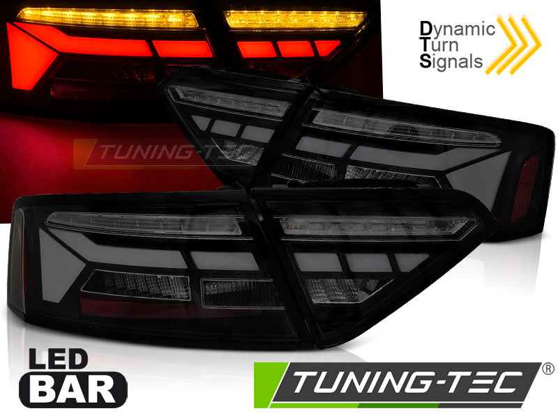 Feux arrière à LED noirs fumés SEQ compatibles avec Audi A5 11-16, ampoule d'origine