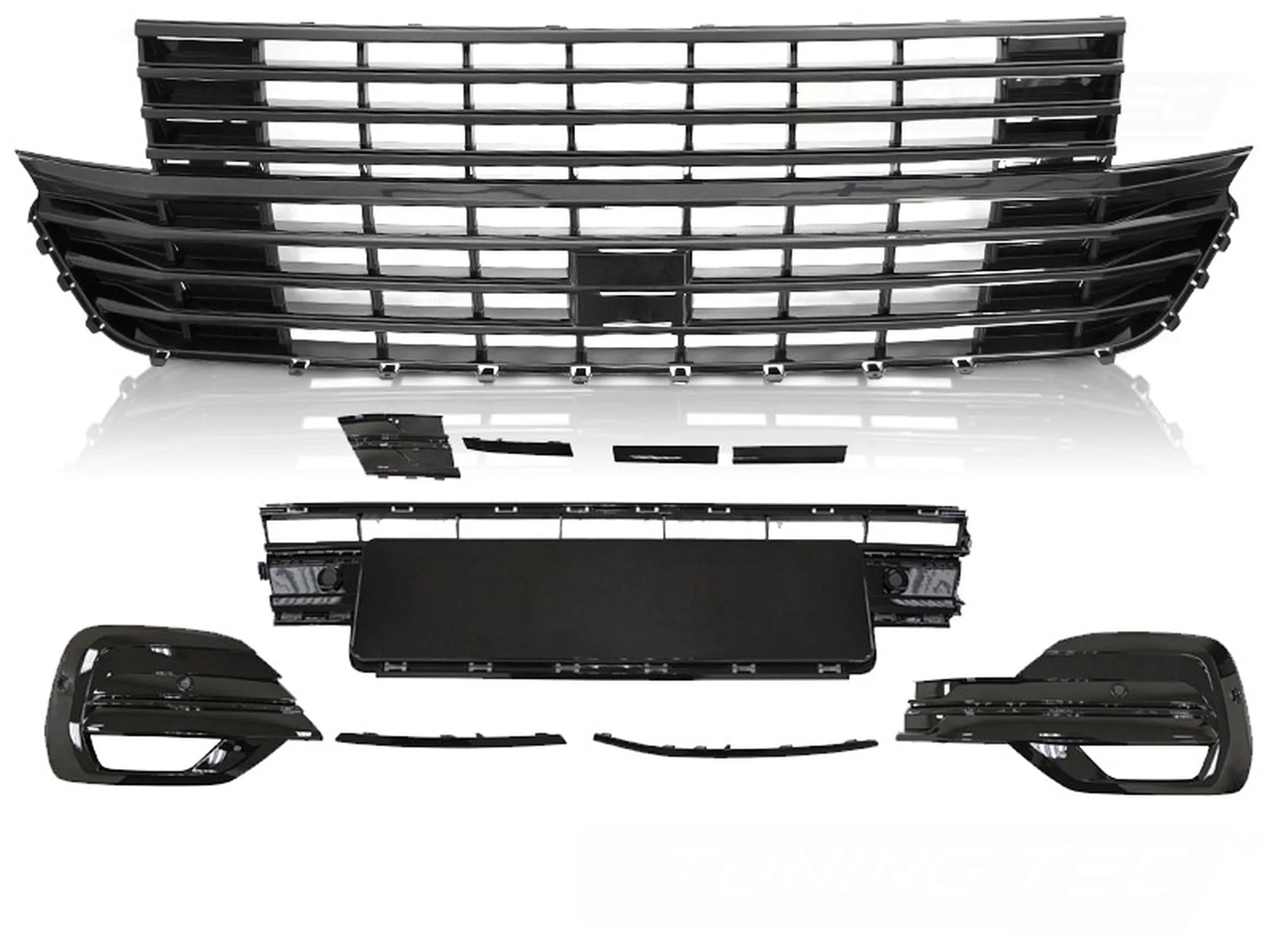 CALANDRE AVEC ÉLÉMENT DE PARE-CHOCS NOIR BRILLANT compatible VW T6.1 20