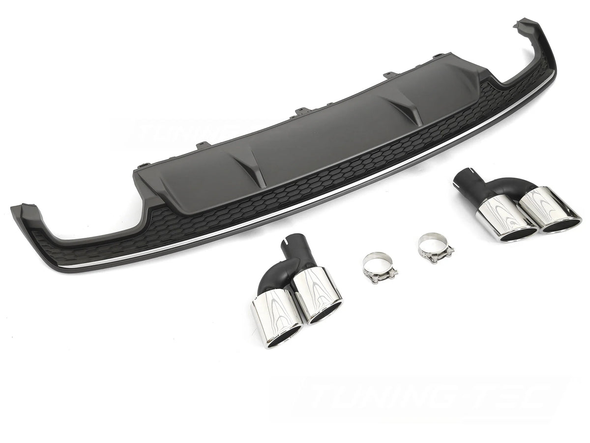 Diffuseur double sortie argent noir style sport S compatible avec Audi A7 C7 14-18
