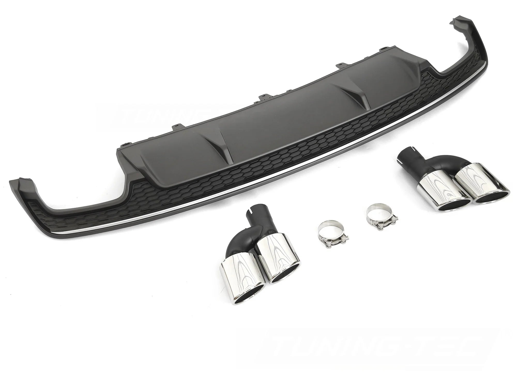 Diffuseur double sortie argent noir style sport S compatible avec Audi A7 C7 14-18