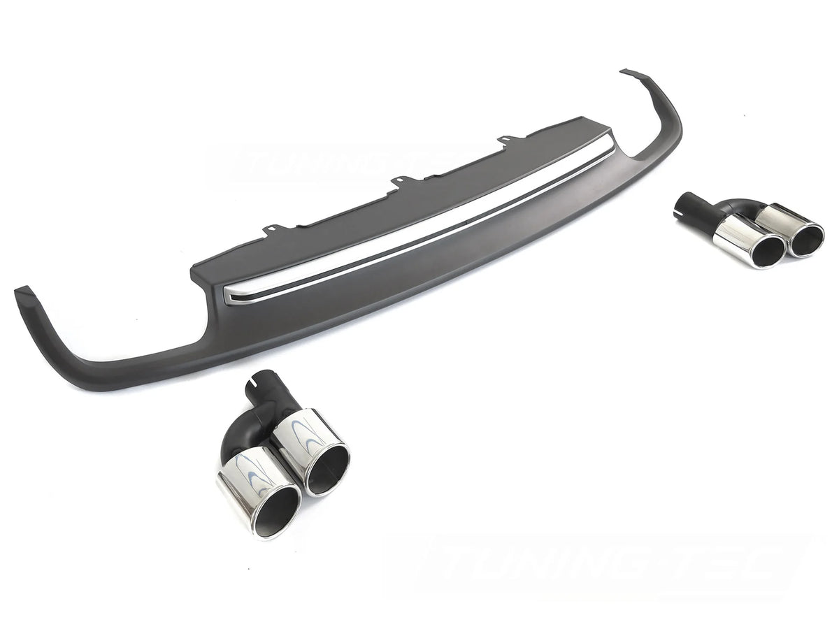 Diffuseur double sortie argenté style sport S compatible avec Audi A6 C7 11-14