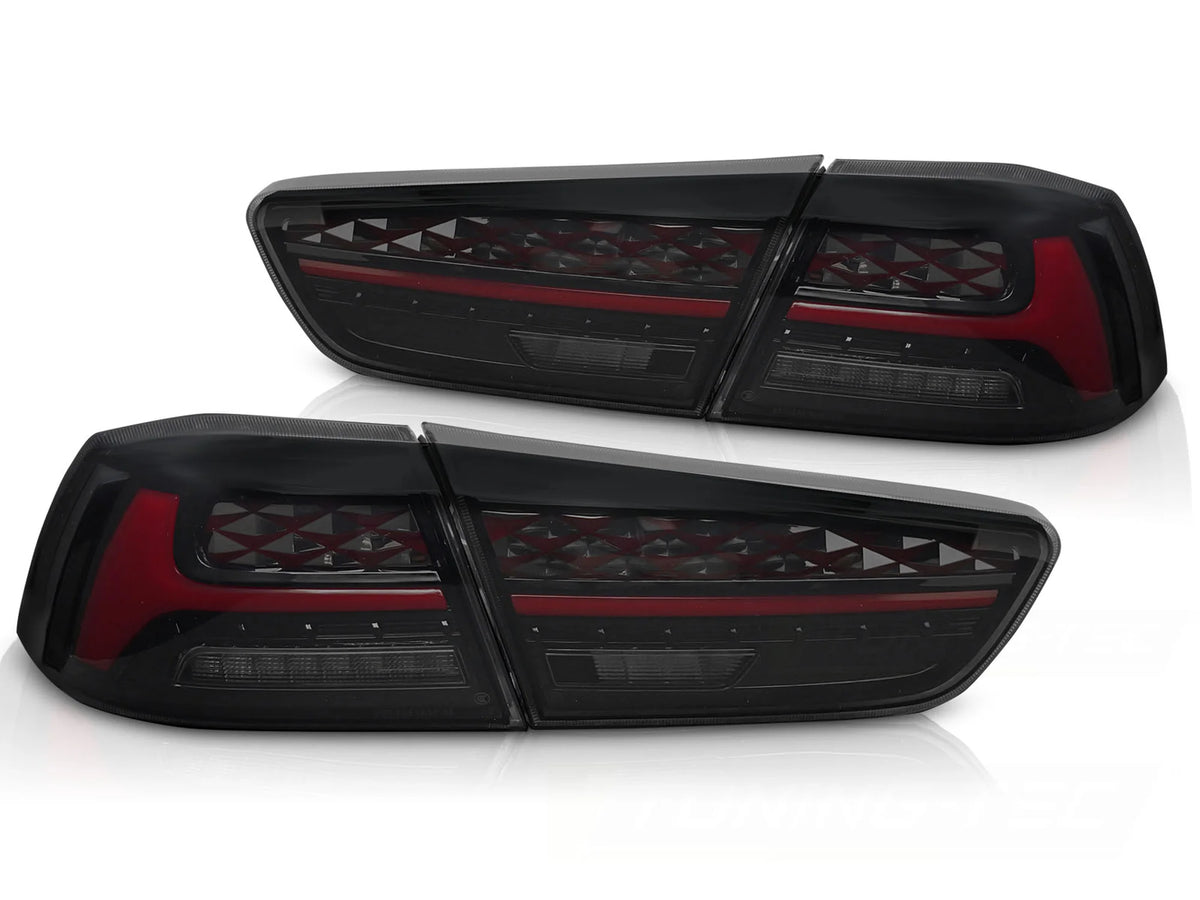 Feux arrière à LED fumés compatibles avec Mitsubishi Lancer 8 Berline 08-16 / Lancer Evolution X 07-16