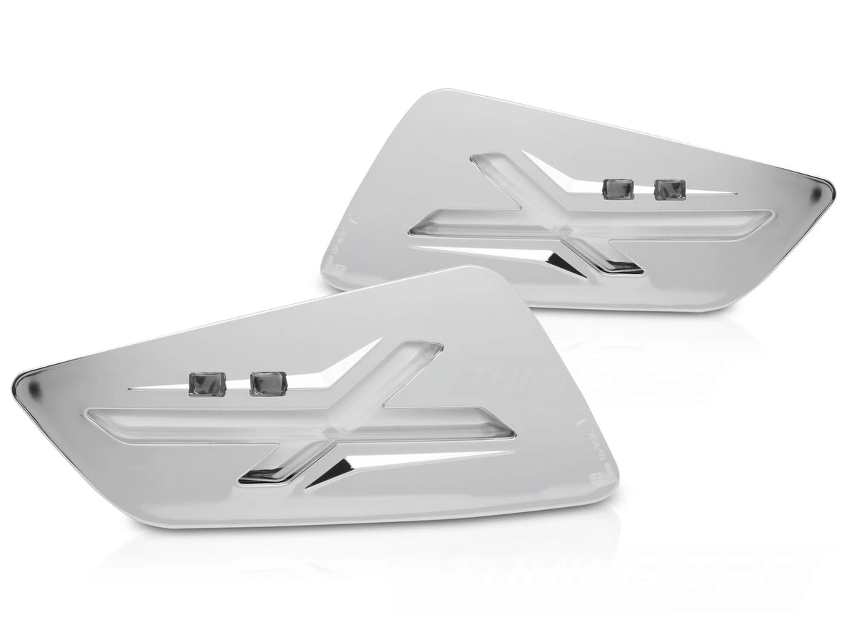 Feux de Clignotants avant chromés à LED compatibles avec Vespa GTS/GTV 300 cm3