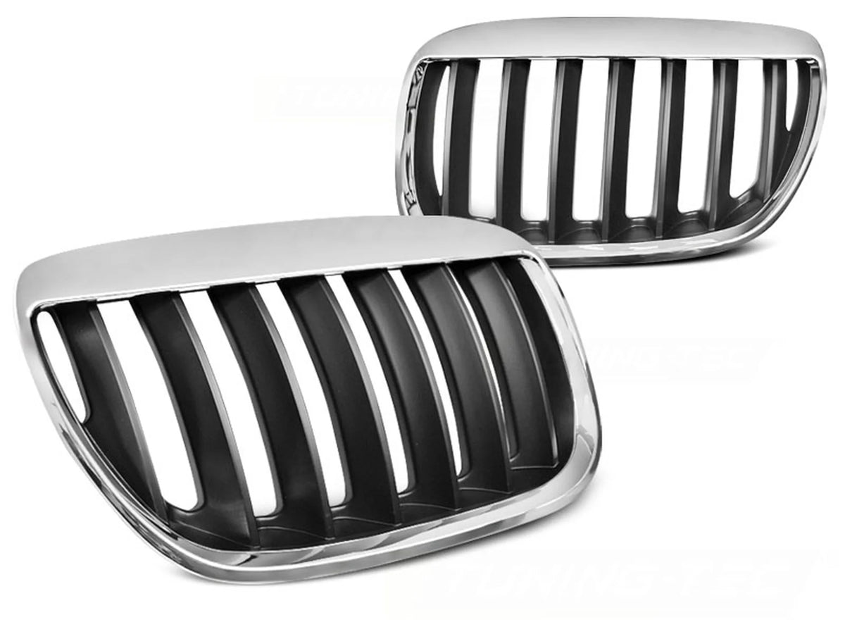 Grilles de calandre chromées noires compatibles BMW X5 E53 LCI 04-06