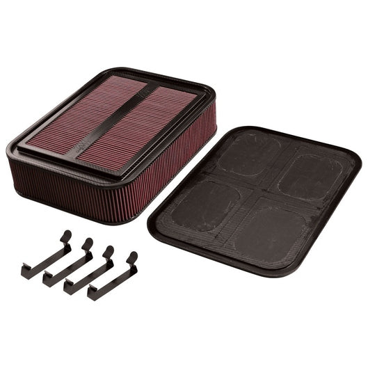 K&N - Ensemble de course personnalisé - FIBRE DE CARBONE ; BOÎTE À AIR, GRANDE 4", AVEC BASE ET QUINCAILLERIE (100-8592) - 100-8592
