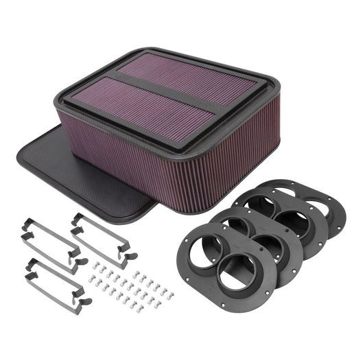 K&N - Ensemble de course personnalisé - GEN 2 ; BOÎTE À AIR EN FIBRE DE CARBONE GRAND FORMAT AVEC ORNEMENT PNEUMATIQUE DE 2,50" (100-8558) - 100-8558