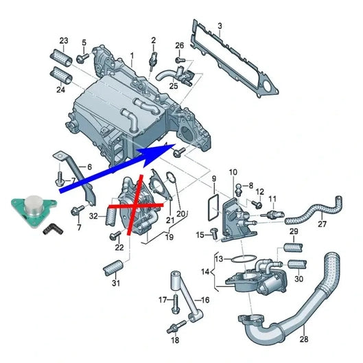 Kit suppression vanne EGR 1.6 / 2.0 TDI CR VW Audi SEAT Skoda