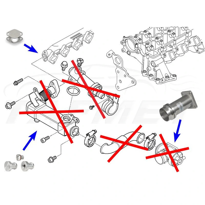 Kit suppression vanne EGR mécanique et refroidisseur BMW M47/M57 2.0, 2.5, 3.0 D