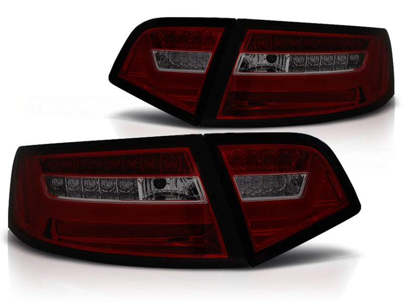 Feux arrière à LED rouges fumés Dynamique compatibles avec Audi A6 berline 08-11