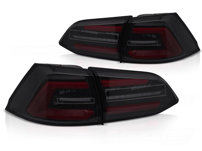 Feux arrière à LED noir fumé avec RedDynamique compatibles avec VW Golf 7 SW 17-19