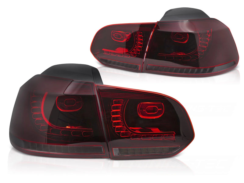 Feux arrière à LED rouge fumé Dynamique compatibles avec VW Golf 6 08-13