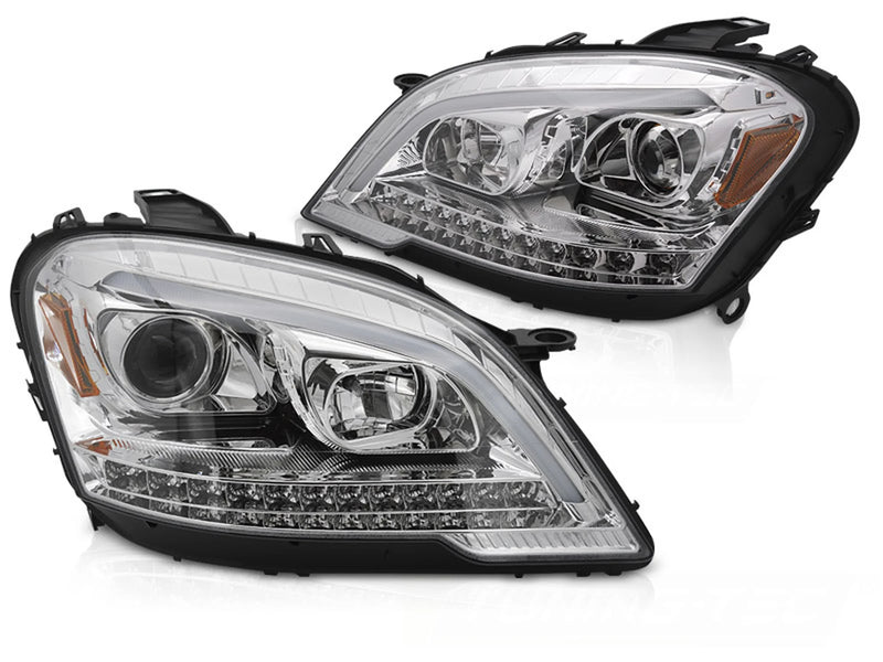 Phares tubulaires chromés Dynamique compatibles avec Mercedes W164 ML M-KLASSA 09-11