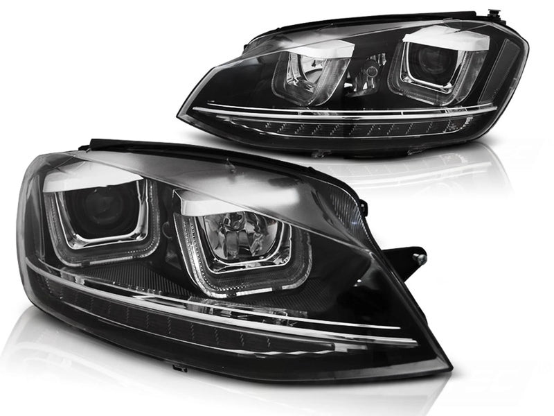 Phares avant à LED en U avec feux de jour noirs Dynamique compatibles avec VW Golf 7 11.12-17
