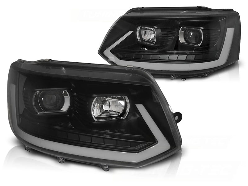 Phares tubulaires noirs Dynamique compatibles VW T5 2010-2015