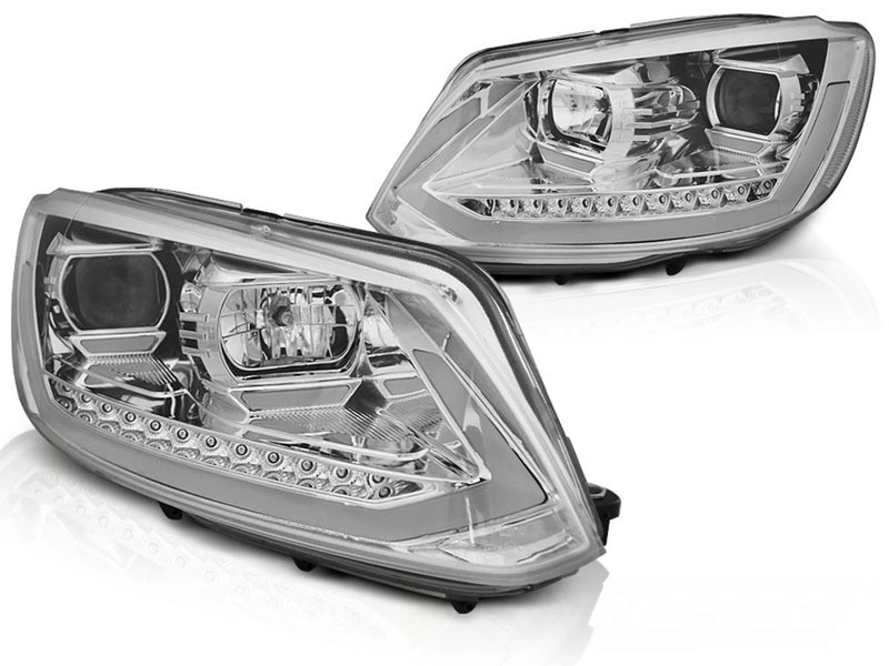 Phares tubulaires avec feux de jour chromés Dynamique compatibles VW Touran I 10-15