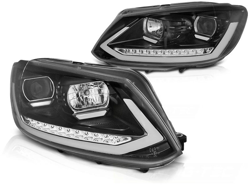 Phares tubulaires avec feux de jour noirs Dynamique compatibles VW Touran I 10-15