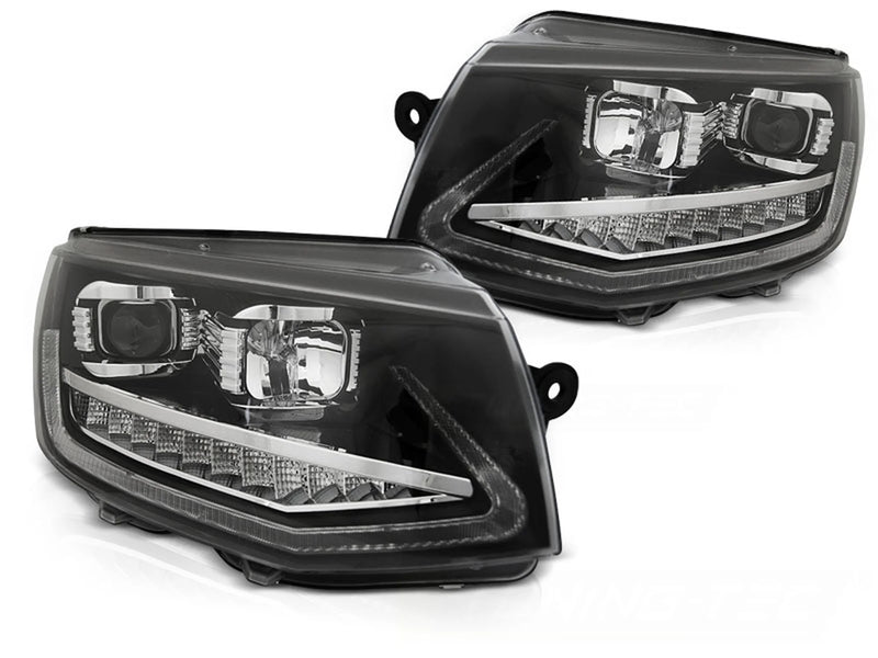 Phares tubulaires avec feux de jour noirs Dynamique compatibles VW T6 15-19