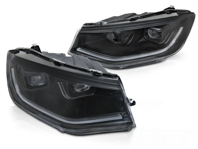 Phares à LED tubulaires noirs avec feux de jour Dynamique compatibles VW Caddy 20-