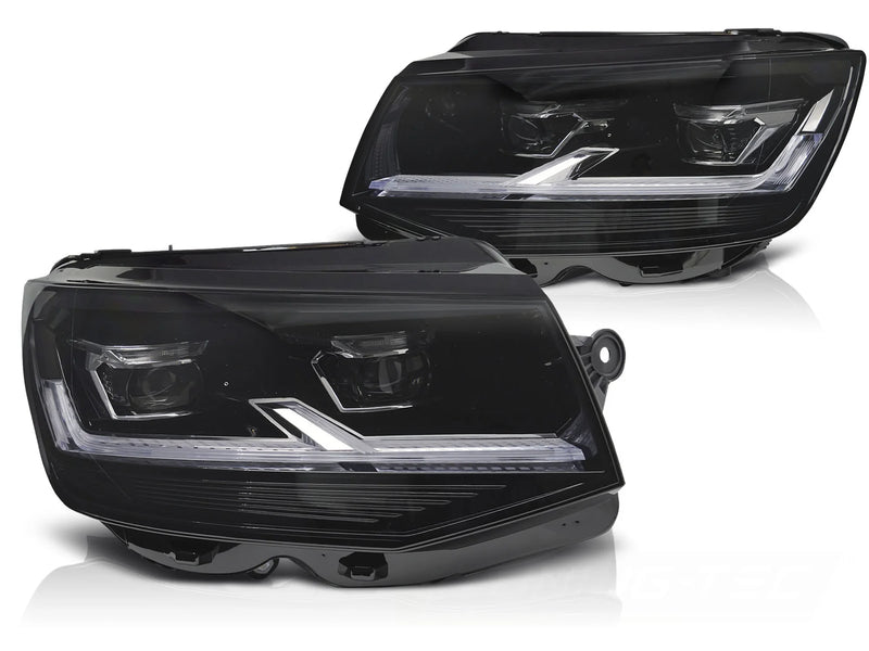 Phares Full LED noirs avec feux de jour Dynamique compatibles VW T6 15-19