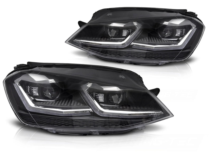 Phares LED argentés avec feux de jour séquentiels (Dynamique DRL) compatibles avec VW Golf VII 13-17