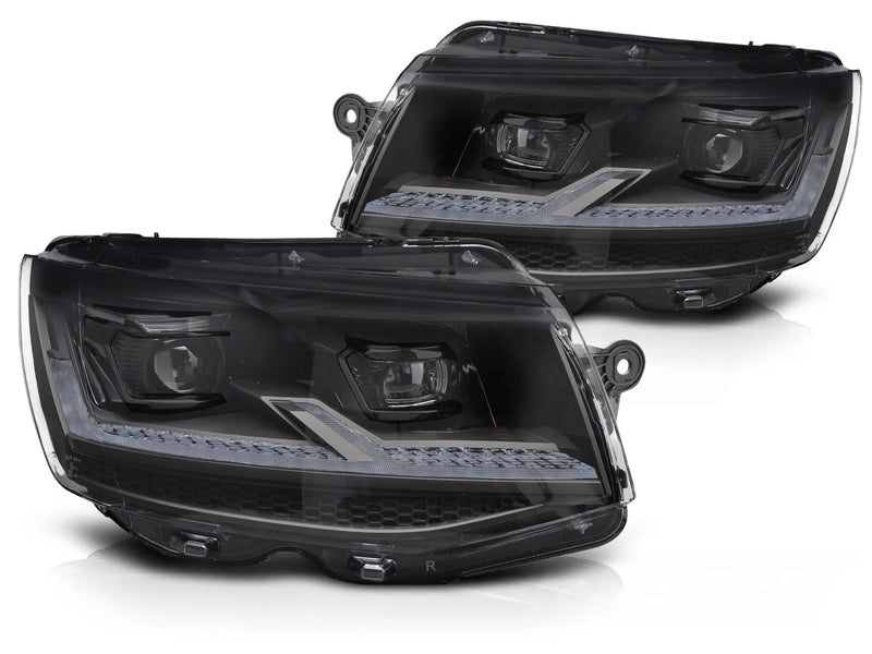 Phares Full LED noirs avec feux de jour séquentiels (Dynamique DRL) compatibles VW T6 15-19