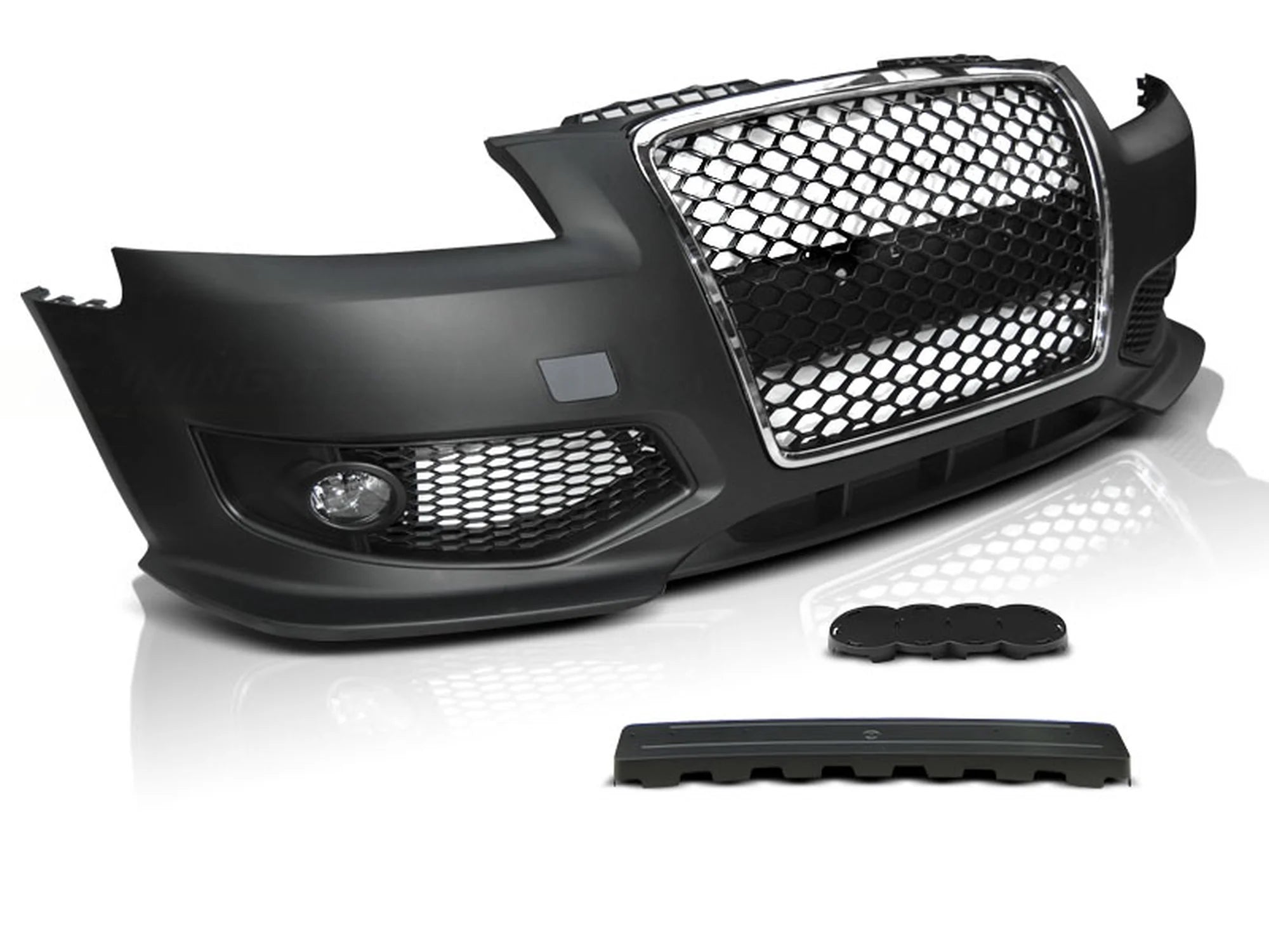 Pare-chocs avant sport chromé noir compatible avec Audi A3 06.05-04.08