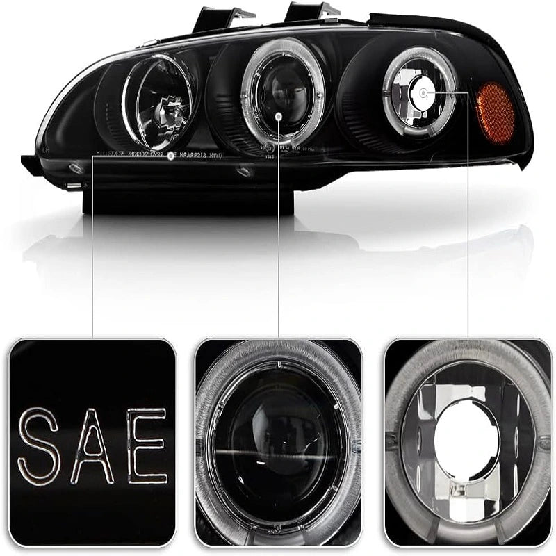  Phares Avant Angel Eyes Fond Noir Honda Civic EG/EH/EJ 92-95