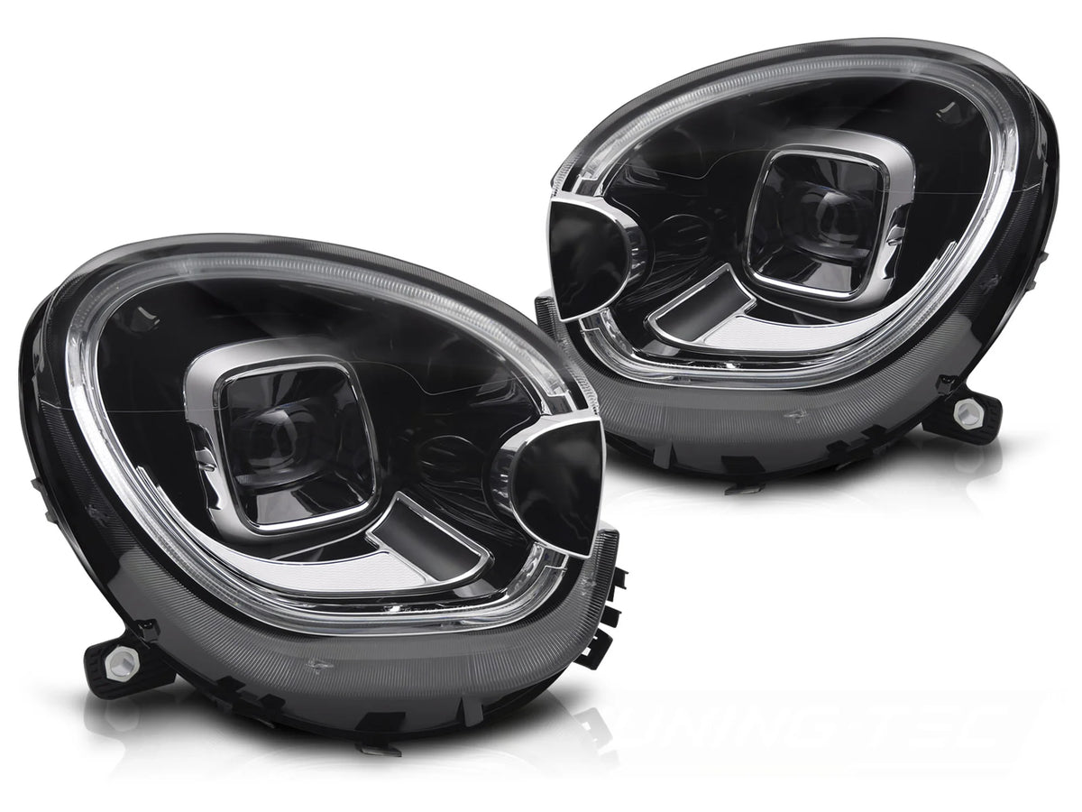 Phares avant à LED avec feux de jour tubulaires noirs compatibles avec MINI COOPER R60 R61 10-16