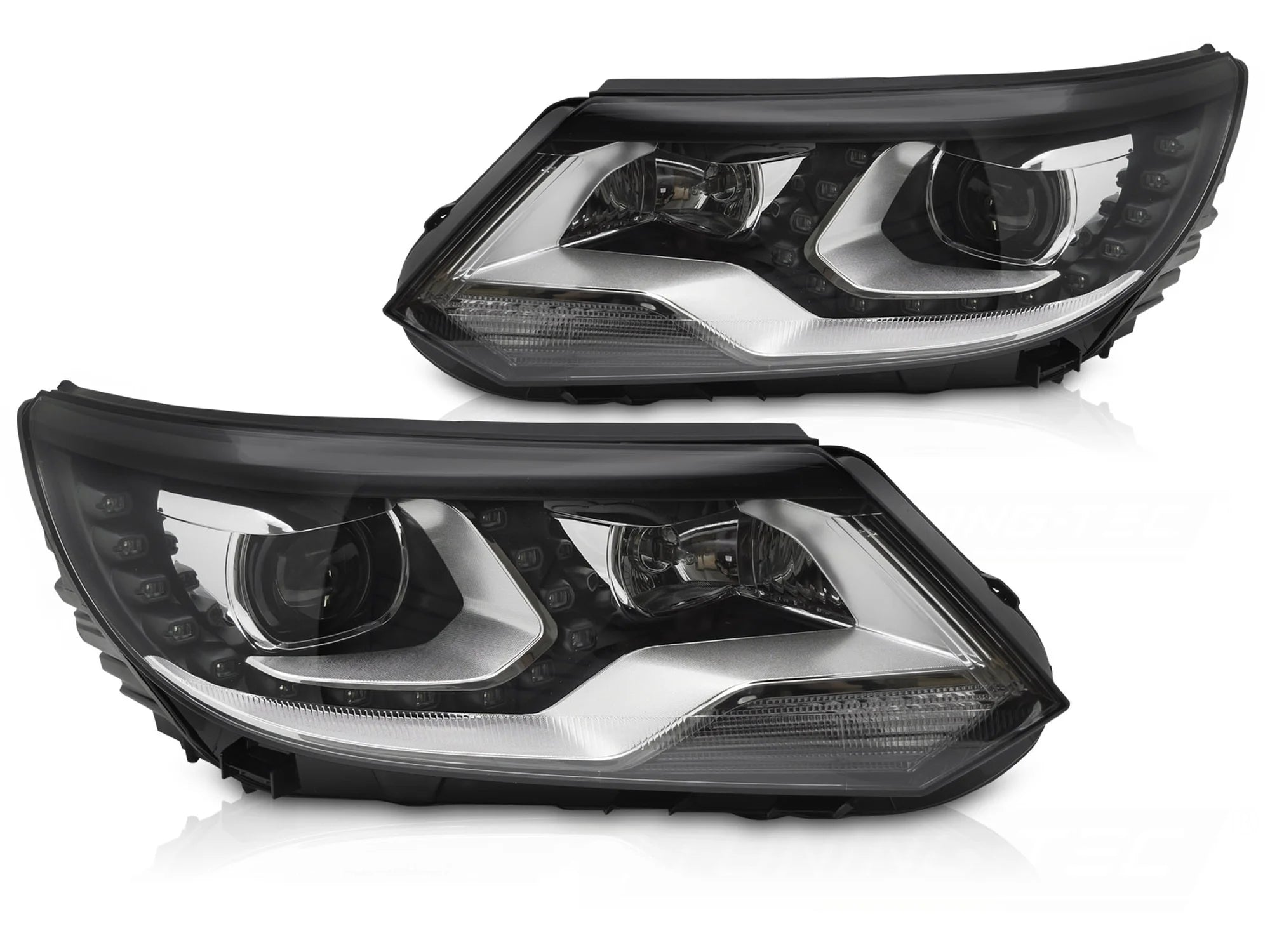 Phares avant à LED noirs avec feux de jour (DRL) compatibles avec VW Tiguan I 11-15
