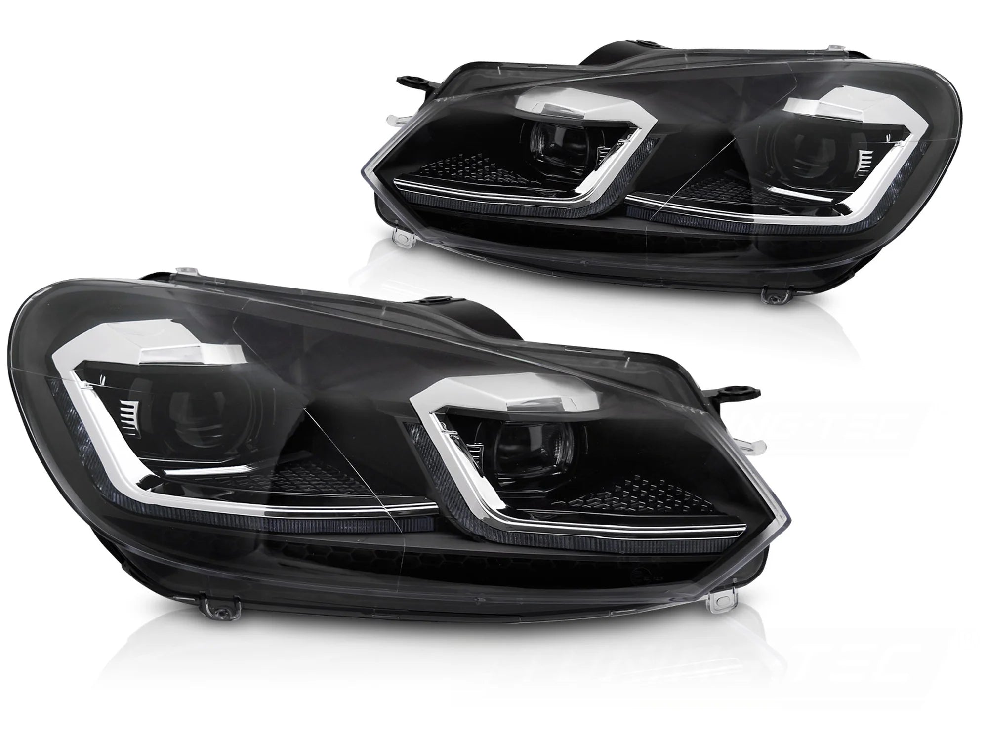 Phares avant Silver Line LED séquentiels avec feux de jour (DRL) compatibles avec VW Golf VI 08-12