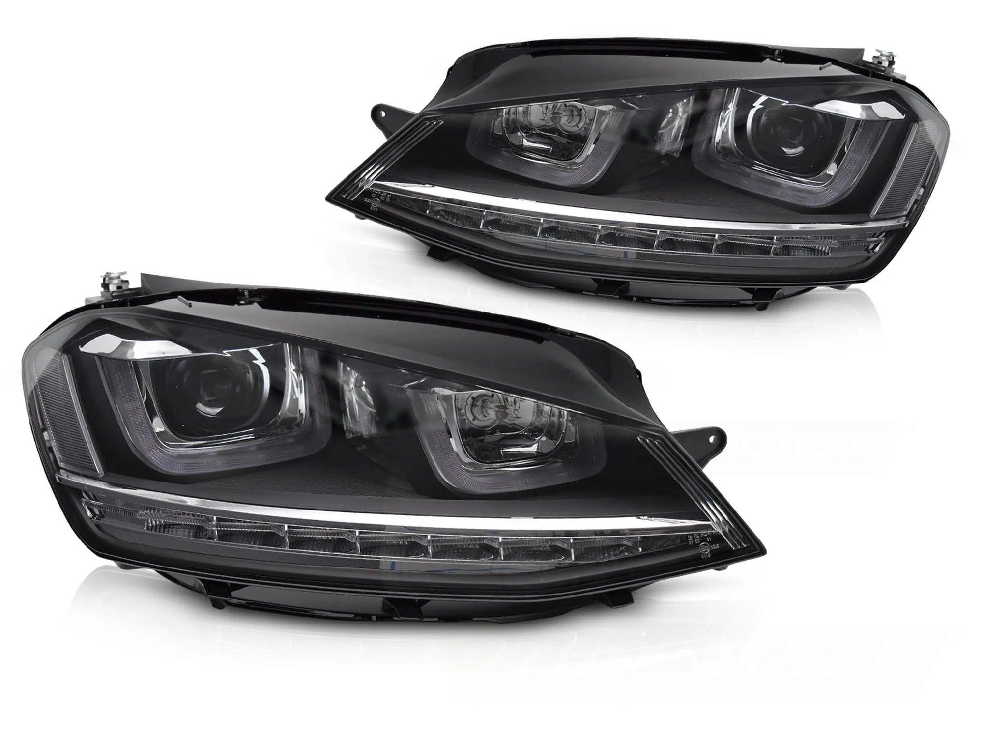 Phares avant argentés à LED séquentiels avec feux de jour (DRL) compatibles avec VW Golf VII 13-17