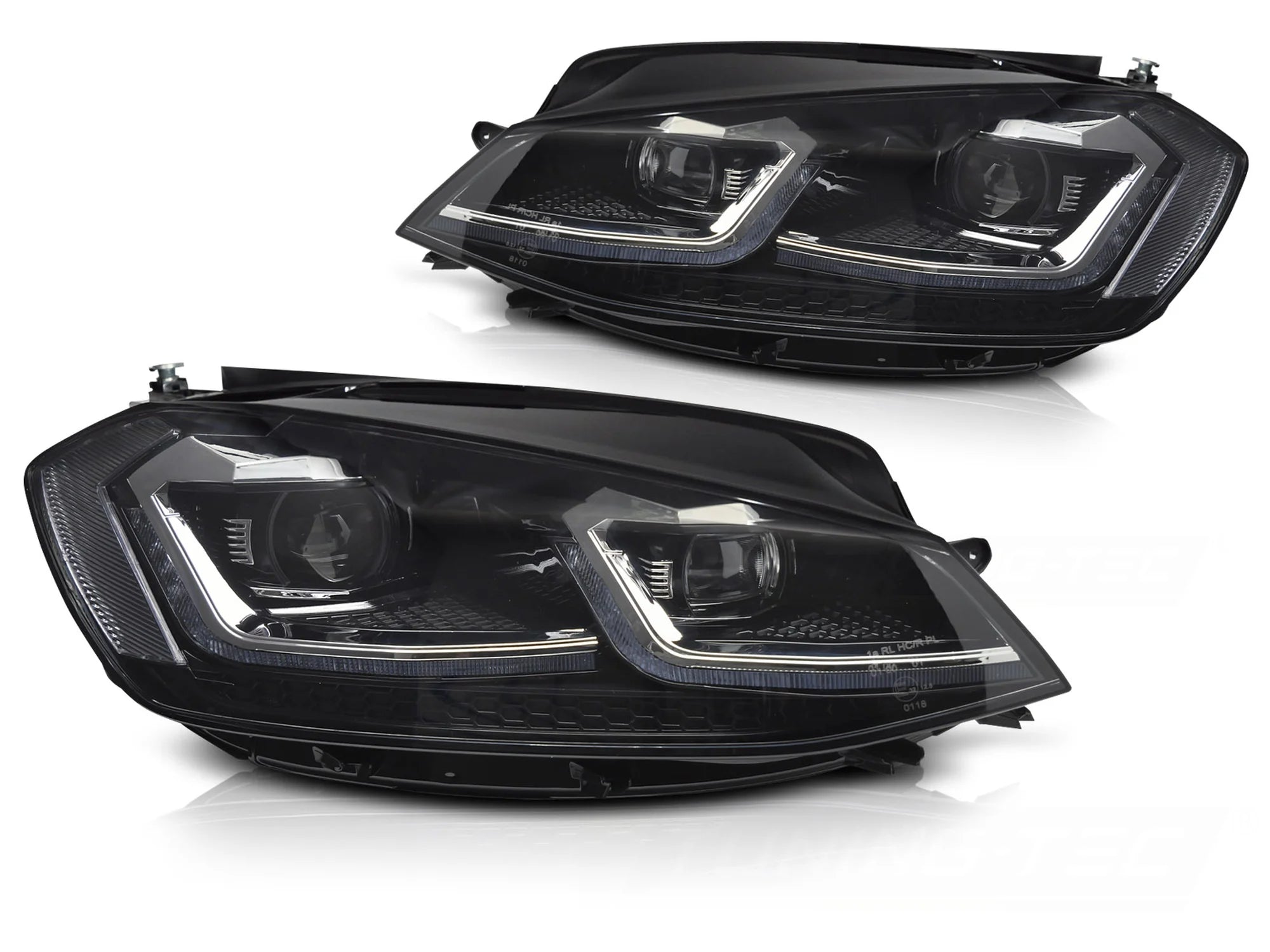Phares avant argentés à LED séquentiels avec feux de jour (DRL) compatibles avec VW Golf VII 17-19
