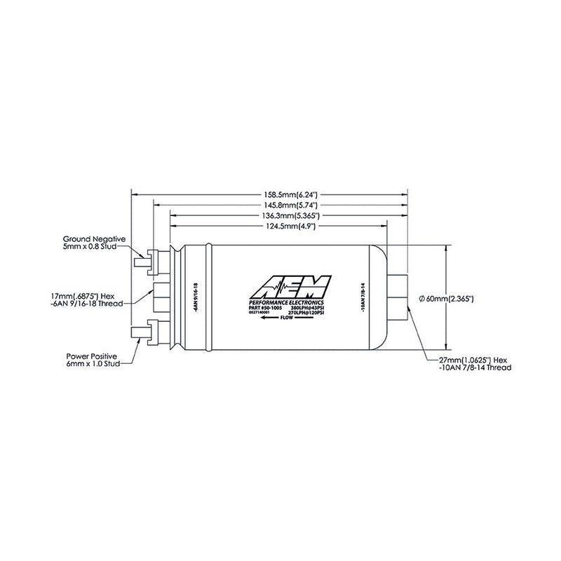  Pompe à essence AEM 400 L/h 50-1005 Raccords Dash