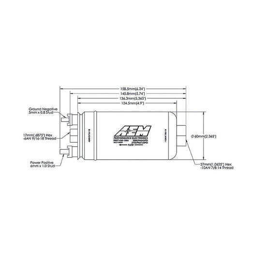 Pompe à essence AEM 400 L/h 50-1005 Raccords Dash