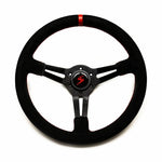 Volant Tulipé 70 mm cuir noir retourné surpiqure rouge