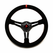 Volant Tulipé 70 mm cuir noir retourné surpiqure rouge