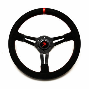  Volant Tulipé 70 mm cuir noir retourné surpiqure rouge