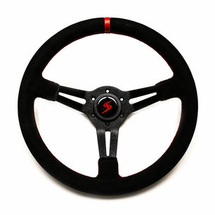  Volant Tulipé 70 mm cuir noir retourné surpiqure rouge