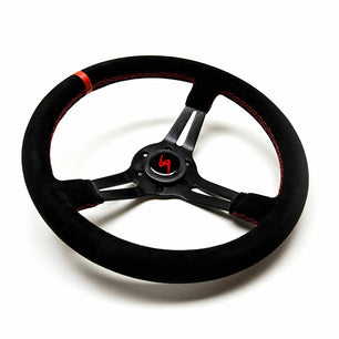  Volant Tulipé 70 mm cuir noir retourné surpiqure rouge