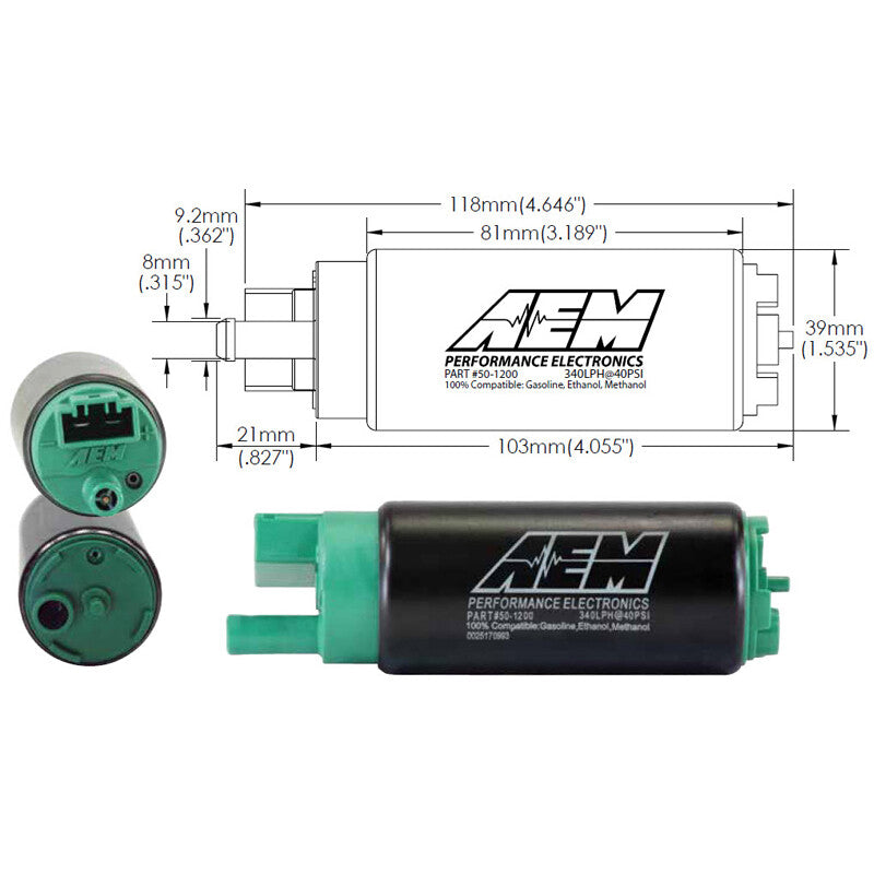 Pompe à essence universelle e85 AEM 340 L/h 