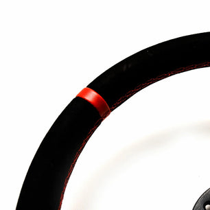  Volant Tulipé 70 mm cuir noir retourné surpiqure rouge